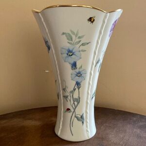 🩷Lenox Morningside Cottage Flared Vase Fine China 24K Gold Trim 8.25"